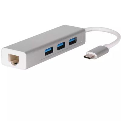 China Hot Sale Computer RJ45 Hub USB 3.1 Type C USB-C to 3-Port USB 3.0 Hub LAN Network Adapter Cable for sale