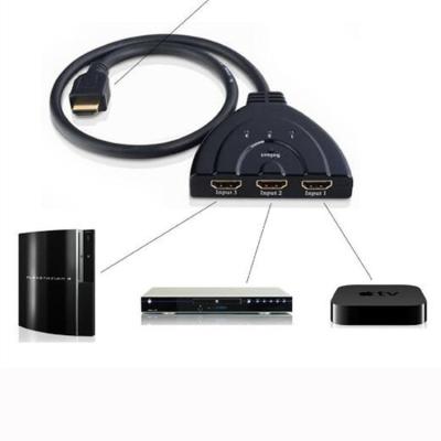 China 3D Support With Full HD 1080P HDMI Switcher 3x1 Pigtail 3 Ports 3 In 1 Out Of HDMI Switcher With 3FT Pigtail Cable for sale