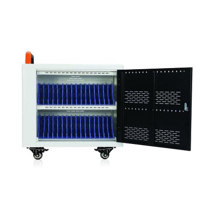 China 32 Port USB Open Door Charging Tablet Station Smart Single Cabinet Trolley Cart With Wheels 32 Pcs Devices for sale