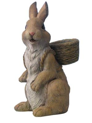 China Cute Rabbit Backpack Outdoor Cement Garden Planters In Resin Material for sale