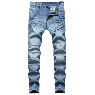 China Breathable Stain Summer Washed Mid-waist Cotton Shooting Youth Blue Ordinary Casual Collage Pants Stitching Jeans for sale