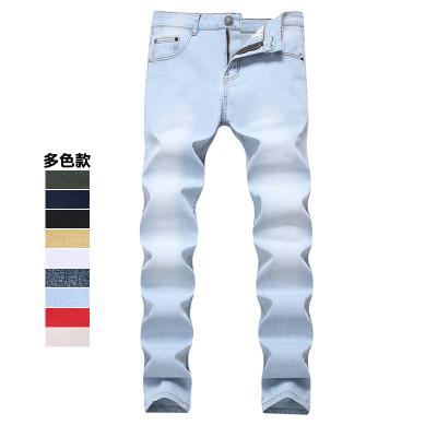 China New Men's Stretch Straight Jeans Korean Casual Men's Solid Color Breathable Thin Pants Multicolor for sale