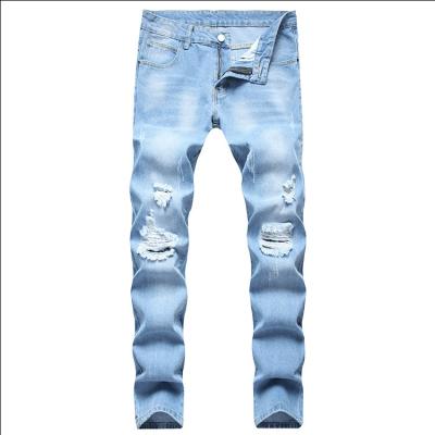 China European and American new large size jeans youth breathable straight slim fit pants for sale