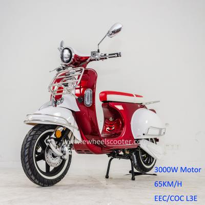 China Retro Classic Electric Scooter 3000W L3e 65KM/H 120/70-12 Vespa EEC Approved