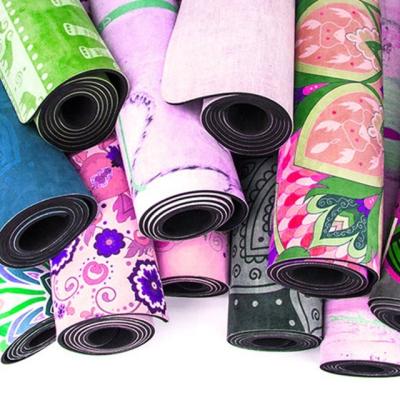 China 2021 New Arrivals Eco Friendly Luxury Vegan Chamois Absorb Yoga Mat Print Suede Nap Microfiber Natural Rubber Custom Yoga Mat for sale