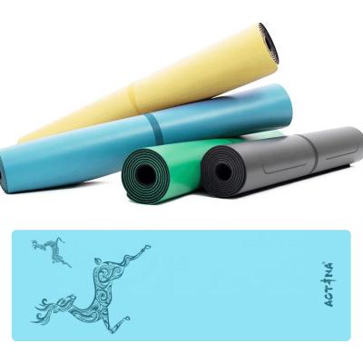 China Eco-Friendly Non-Toxic Anti Slip Black/White Travel PU Natural Rubber Yoga Mat 8mm Custom Design Printed Eco-Friendly Yogamat Yoga Tapete for sale