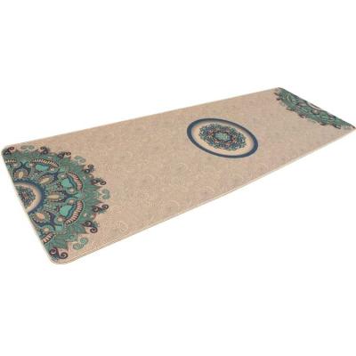 China Beautiful Designs Colorful Overlock Hemp Jute Natural Rubber Yoga Canvas Mat Customized Eco-friendly For Yoga Studio for sale