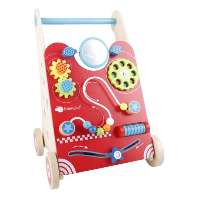 China Color Box Designer Hot Sale Wooden Baby Unique Activity Walker Toddler Toys Leanring Walker for Pulling and Pushing for sale