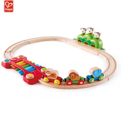 China Slot Toy Interesting Colorful Wooden Music and Monkey Train Set Railway Toy for sale