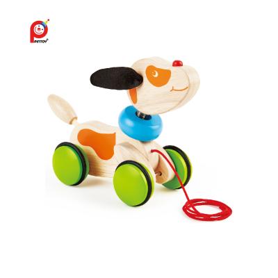 China Wooden Wooden Drag Animals Pull Car Toys Pull-Along Puppy Toy for sale