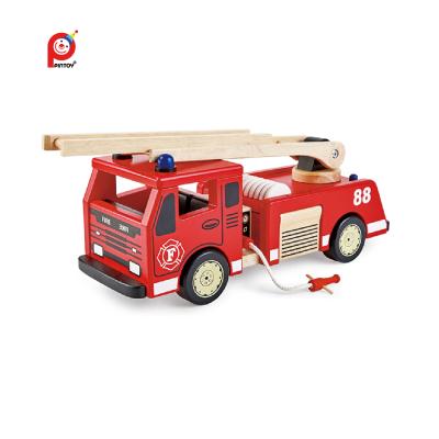 China Education Wooden Wooden Toy For Children Fire Engine Role Playing Toys for sale