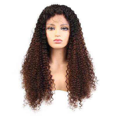 China Bleached Curly Curl Knots Afro Kinky Curly Full Lace Front Wig Ombre Color Wigs Pelucas Malaysian Hair Lace Front Wig Wholesale for sale