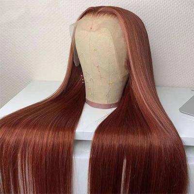 China Prruques-Natural Glueless Brown Silky Straight Transparent Full Lace Brazilian Hair Color Wave Hair Wigs for sale