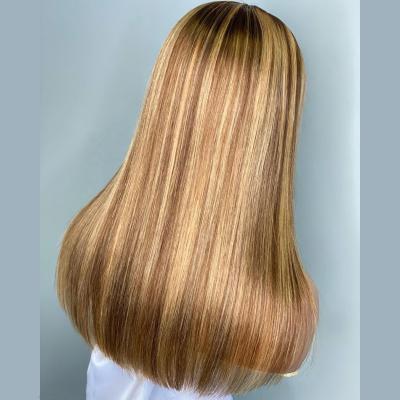 China Honey Blonde Straight Highlight Lace Front Hair Wig 13x4 Accentuate Wig Lead Lace Front Frontal Wig for sale