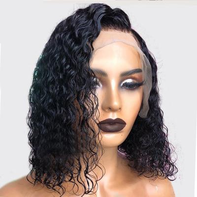 China Jerry Curl Discount Women Virgin Hair Lacefront Wigs Short Curly Human Hair Water Wave Lace Front Wig for sale