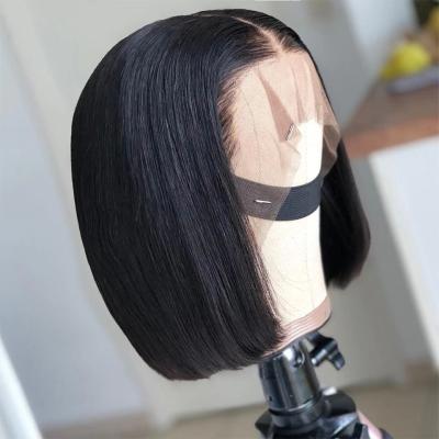 China New Virgin Hair Short Bob 13*5 T Piece 100% Straight Wave Wigs Silky Straight Lace Wig Pixie Cut Wig Human Hair for sale