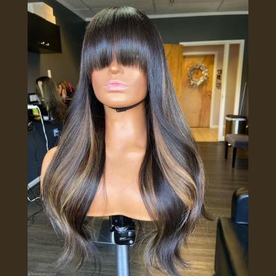 China Wholesale Straight Virgin Human Hair Straight Machine Made Hair Bangs Highlight Color Highlight Pixie Wig for sale