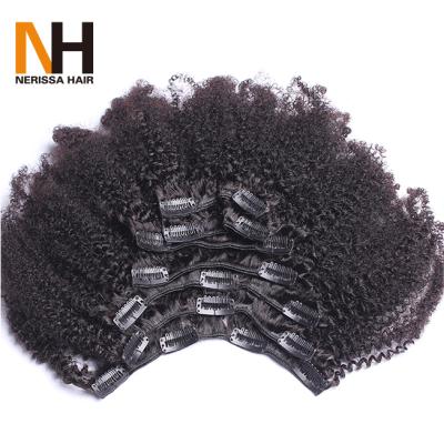 China it can use 2 years or more Afro Hair Clip In 100% Natural Black 4B 4C Remy Hair African Kinky Curly Hair Extensions for sale