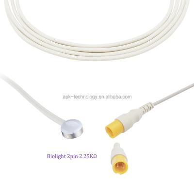 China Compatible Biolight Skin Patient Monitor Temperature Probe 2pin 2.25K Resistance Medical Adult Reusable for sale