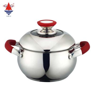 China Amazon viable hot selling stainless steel with apple shape and silica gel handle cookware pot cookware set for sale