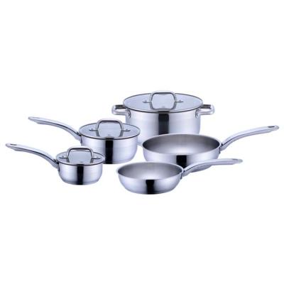 China Traditional stainless steel cookware set with thermo knob and masterclass premium cookware set for 8PCS a set for sale