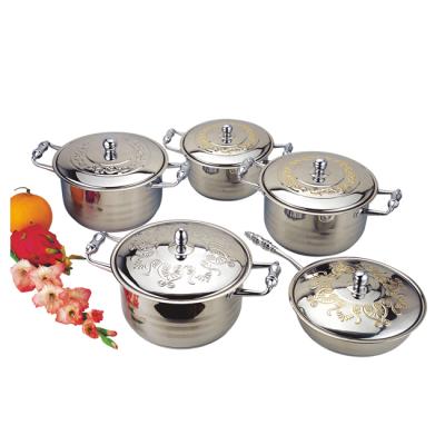 China Sustainable set of stainless steel induction cookware and pan cookware set with glass lid for sale