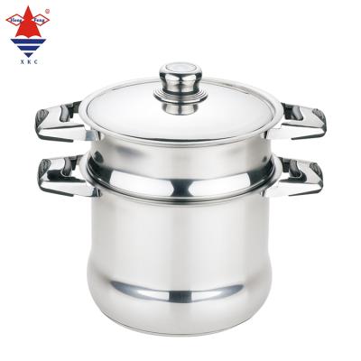 China Durable Large Capacity Heavy Duty Cooking Pot With Steam Thermometer Knob Stainless Steel Couscous Pot for sale