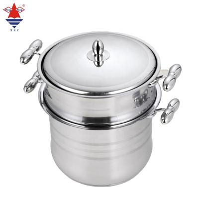 China Sustainable Induction Bottom Soup Pot Stock Pot With Steamer Stainless Steel Couscous Pot for sale