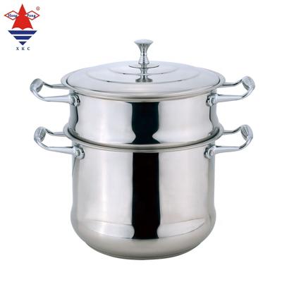 China Sustainable Soup Pot Handle Cookware Set Couscous Pot With Steam Induction Bottom Metal Stainless Steel Kitchen Cook Moroccan All-Season for sale