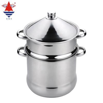 China High quality viable hot sale cookware stainless steel stock pot with steamer set couscous pot for sale