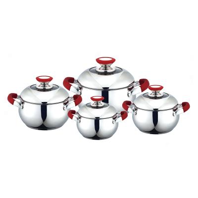 China Viable hot sale european style unique apple shape glass cover casserole stainless steel cookware set for sale