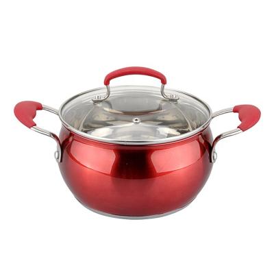 China Sustainable Hot Sale Cookware Apple Shape Pot Induction Casserole Stainless Steel Cookware With Silicon Handle for sale