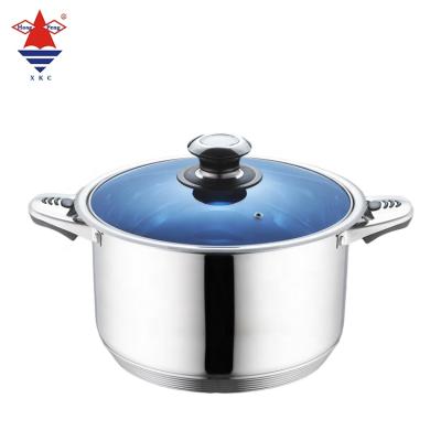 China Sustainable Hot Sale Induction Non Stick Pot Stainless Steel Casserole Soup Pot With Glass Lid for sale