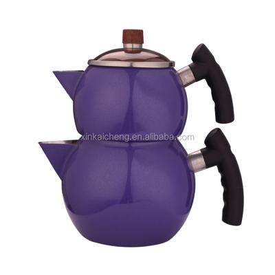 China Sustainable Stainless Steel Teapot Two Layers Set To Keep Warm Double Teapot Kettle Set for sale