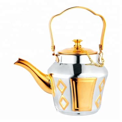 China Viable Hot Selling Gold Coffee Pot Arabian Tea Set 1.2L 1.4L 1.6L Colored Stainless Steel Teapot for sale