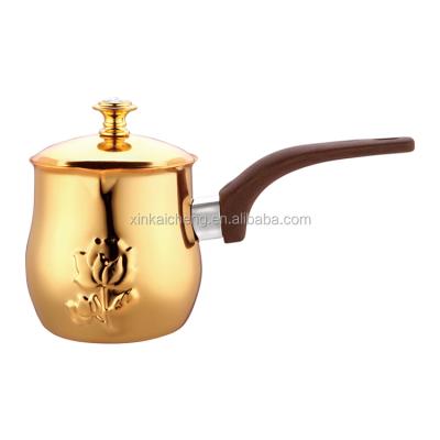 China WITH LID Hot Sale Gold Color Milk Pot Turkish Coffee Mug Stainless Steel Heat Resistant Coffee Pot for sale