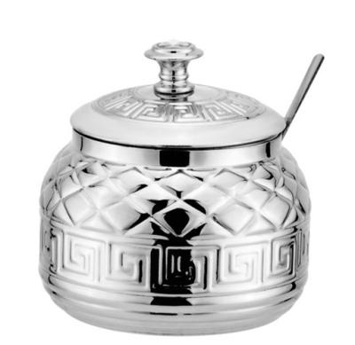 China Viable Stainless Steel Hot Pot Diamond Knob Cover Metal Spoon Diamond Pattern Sugar Jar Spice From Amazon Sale Morocco zu verkaufen