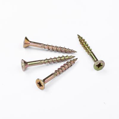 China Pan Zinc Plated Screw M5x40 Chipboard Screw Csk Counstersunk Head Pozi Drive Self Tapping Screw With Seeds Factory Price Yellow zu verkaufen