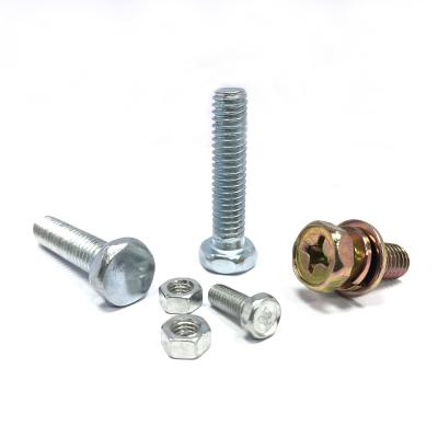 China Combination Cross Screw Stainless Steel Factory Price Different Head Size Bolts Joints Nuts White Zinc And Yellow Zinc Bolt And Nut for sale