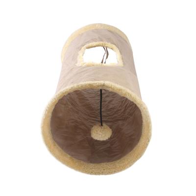 China Travel Felt Cat Tunnel Demir Telephone Kafesi Kpek Folding Cat Tunnel Cat Channel with Pompoms Pet Toy for sale