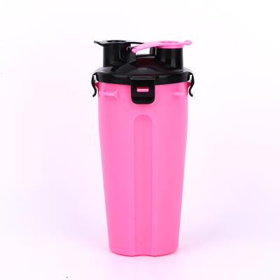 China Portable Viable 2 in 1 Pet Water Bottle Food Container with Double Hook Design Silicone Outdoor Travel Dog Cat Feeder Cup for sale