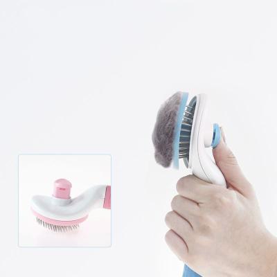 China Sustainably Push Hair Remover Self Cleaning Massage Dog Cat Brush Grooming Hair Slicker Comb for sale