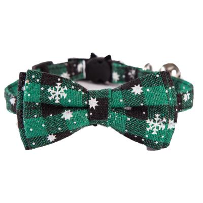 China Christmas Personalized Luxury Pet Dog Collars Adjustable Snowflake Cat Bow Link Collar Christmas Pet Accessories for sale