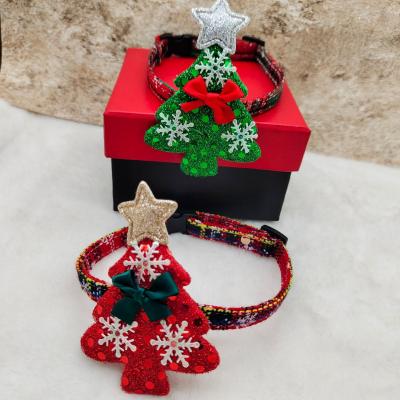 China Xmas Snowflake Pet Collar Plaid Dog Cat Collar Christmas Lights Adjustable Comfortable Pet Collar for sale