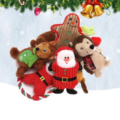 China Viable Custom Indestructible Series Stuffed Toys Christmas Plush Toy Dog Squeaky Chew Set Pet Chew Plush Toys for sale