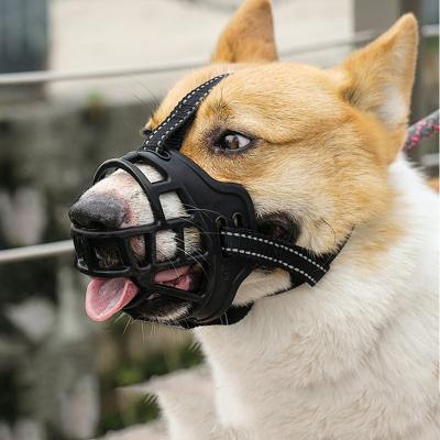 China Durable Soft Rubber Basket Muzzle Cage Muzzle Adjustable Anti Bite Dog Silicone Muzzle Safety Mask for sale