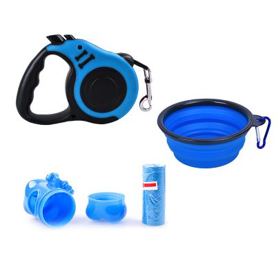 China Direct Selling Customized Viable Retractable Dog Leash, With Poop Bag And Silicone Bowl for sale