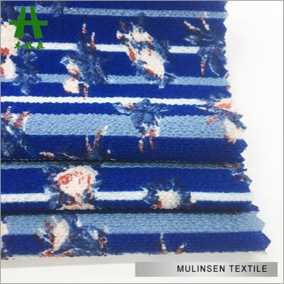 China Add Your China Textile Companies Mulinsen Textile Hot Sale Stripe Design Polyester Stretch Bubble Chiffon Treatments for sale