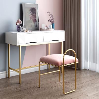 China (Other) Modern Simple Adjustable Ottoman Makeup Stool Bedroom Furniture Metal Leg Dressing Chair for sale