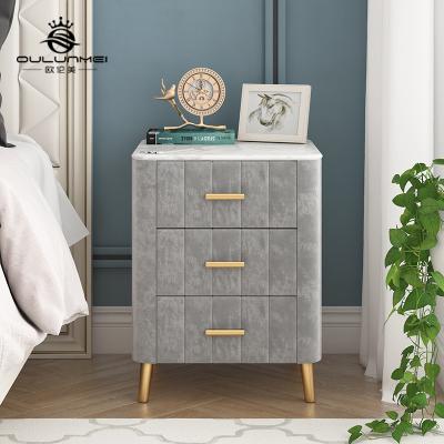 China Wholesale Amazon Selling Large Storage Space Bedside Cabinet Fashion Luxury Hot Wood Nightstand Square Night Table Bedside Table With Metal Legs for sale